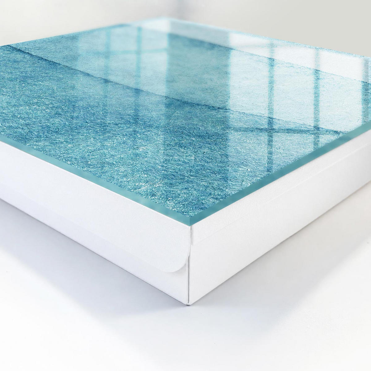 SCHLÜSSELBOX Weiß 30x30 cm – Türöffnung nach rechts - Blaue Texturen - Blau, Metall (30/30/5cm) - TULUP