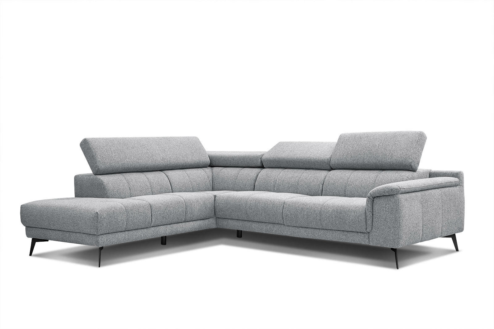 ECKSOFA FIERO 5-Sitzer, silberfarben - Silberfarben/Schwarz, Holzwerkstoff/Textil (158/269cm) - Courtois Laville