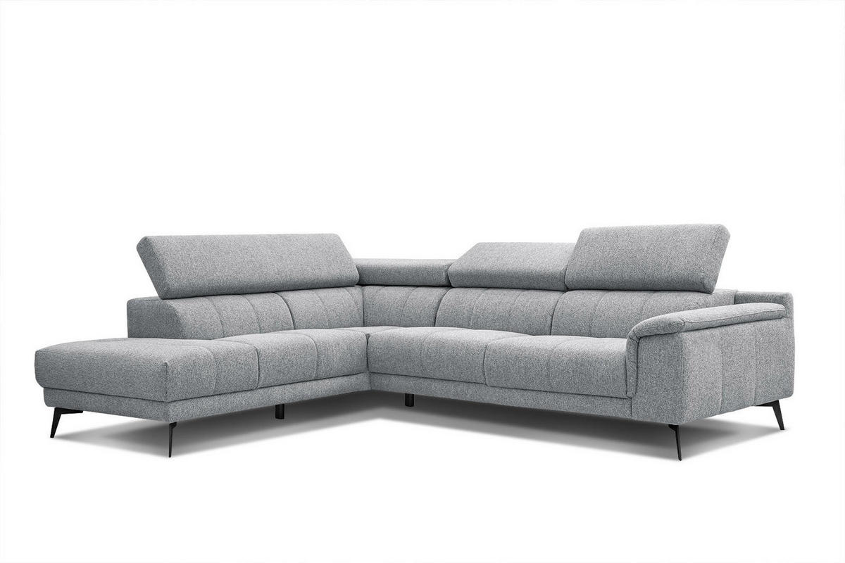 ECKSOFA FIERO 5-Sitzer, silberfarben - Silberfarben/Schwarz, Holzwerkstoff/Textil (158/269cm) - Courtois Laville