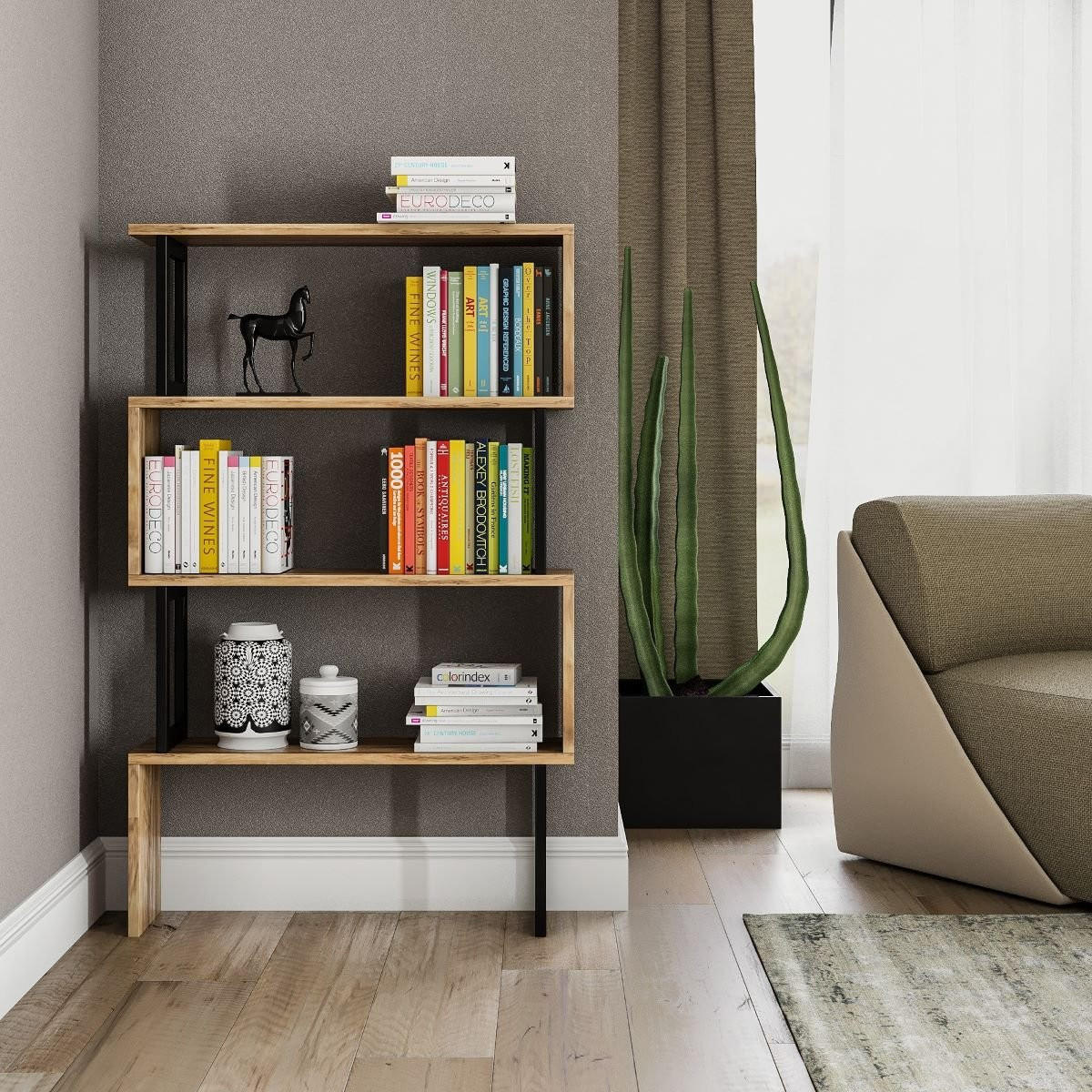 REGAL 4 Regale Dekor Nussbaum L80 cm - Ceylan - Apfelbaumfarben, Holz/Holzwerkstoff (22/128/80cm) - Calicosy