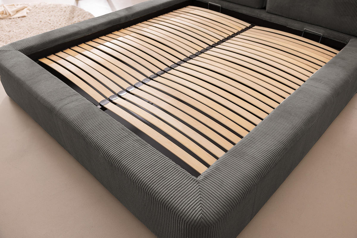 POLSTERBETT - Grau, Textil (140/200cm) - home24