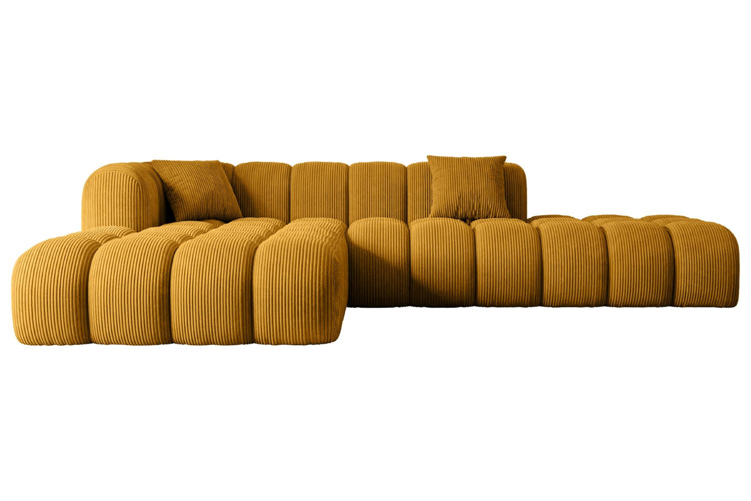 ECKSOFA Ottomane Links OLEA-L2 - 289x176x71 cm Senfgelb Cord - Gelb/Schwarz, Holzwerkstoff/Kunststoff (176/289cm) - ALTDECOR