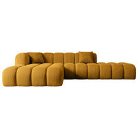 ECKSOFA Ottomane Links OLEA-L2 - 289x176x71 cm Senfgelb Cord - Gelb/Schwarz, Holzwerkstoff/Kunststoff (176/289cm) - ALTDECOR