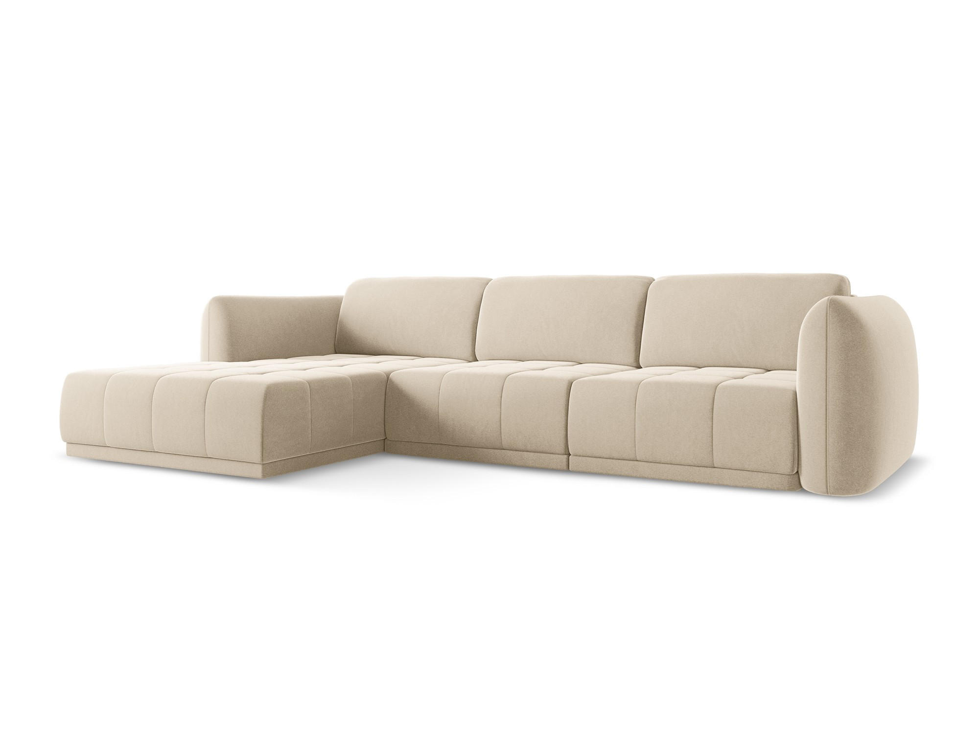 ECKSOFA Links Samt Stoff Beige - Beige/Creme, Kunststoff/Textil (170/290cm) - Makamii
