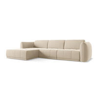 ECKSOFA Links Samt Stoff Beige - Beige/Creme, Kunststoff/Textil (170/290cm) - Makamii