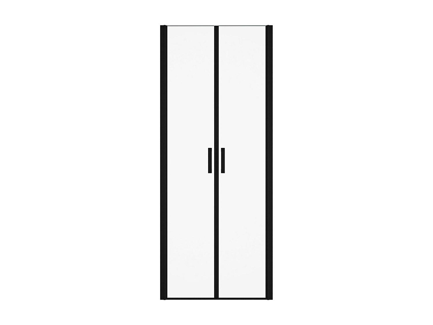 DUSCHTÜR Flügeltür - 70 x 195 cm - Sicherheitsglas - Schwarz matt - SARATOSA - Schwarz, Metall (70/195cm) - Vente-Unique