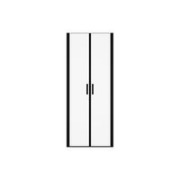 DUSCHTÜR Flügeltür - 70 x 195 cm - Sicherheitsglas - Schwarz matt - SARATOSA - Schwarz, Metall (70/195cm) - Vente-Unique