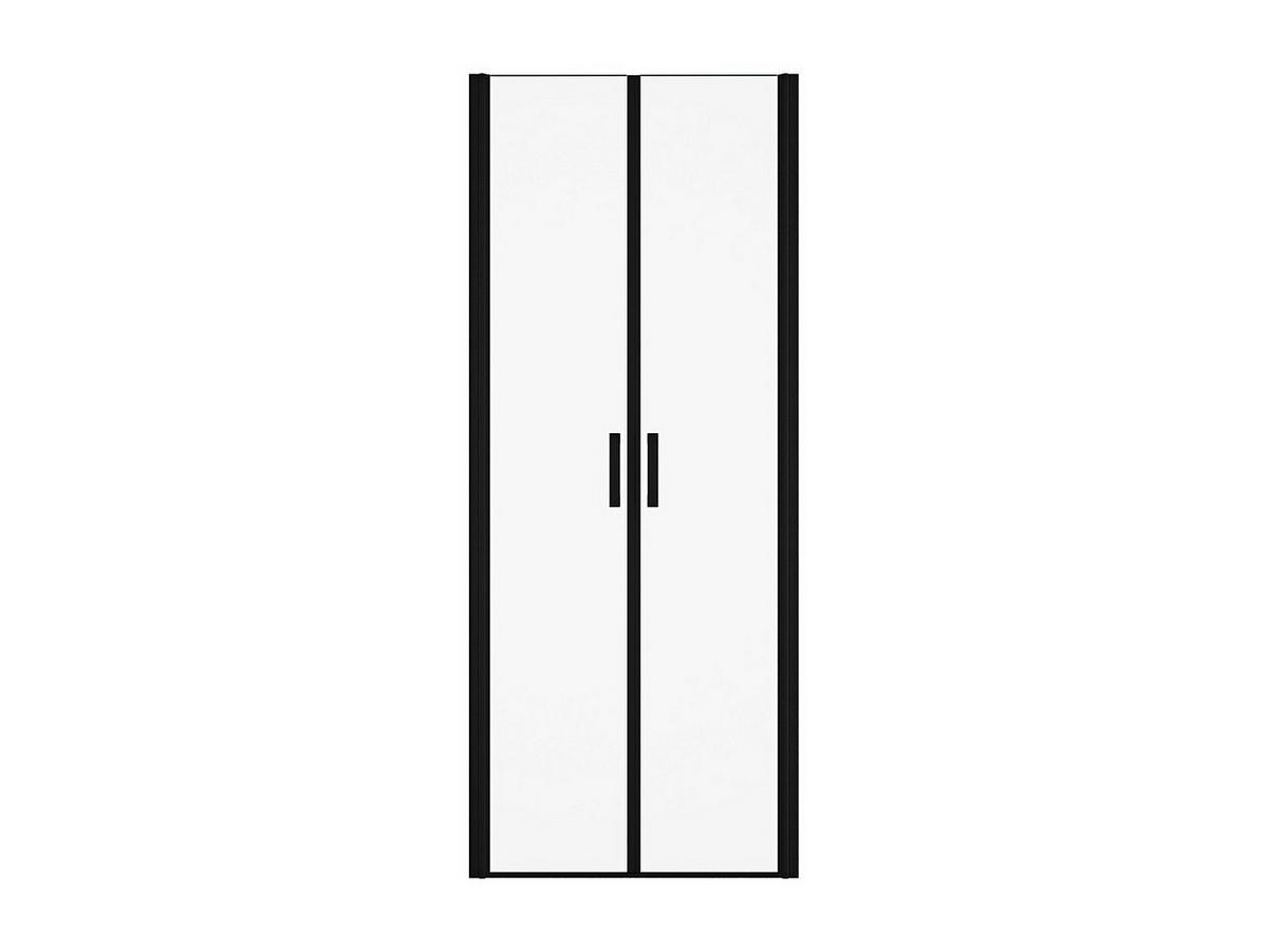 DUSCHTÜR Flügeltür - 70 x 195 cm - Sicherheitsglas - Schwarz matt - SARATOSA - Schwarz, Metall (70/195cm) - Vente-Unique