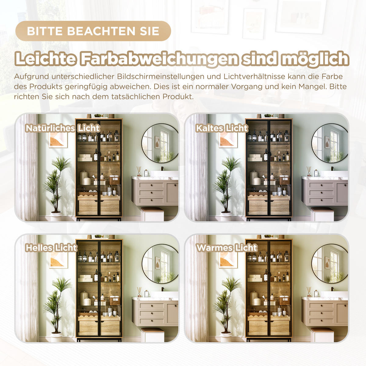 VITRINE in Naturfarben mit Glastür und Schublade für Wohnzimmer, B75/T35/H170,8 cm - Transparent/Naturfarben, Glas/Holzwerkstoff (75/170.8/35cm) - STILVORA