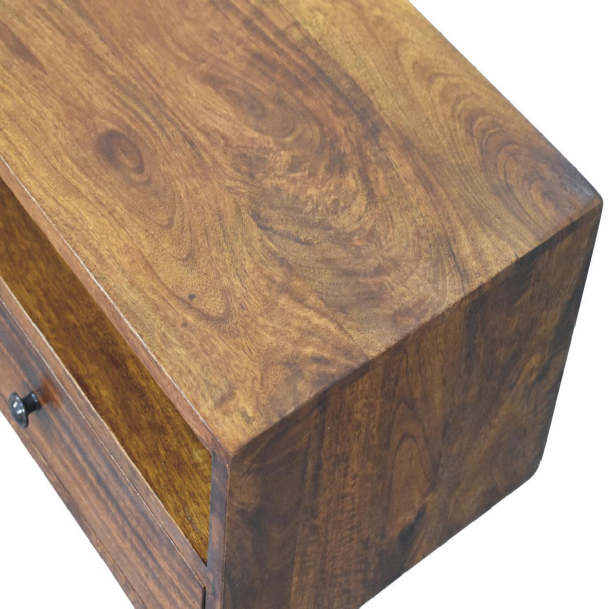 MEDIÁLNA jednotka s kostanovou povrchovou úpravou, 2 zásuvky, 1 otvorená polica, hnedá - hnedá, drevo (88/24/32cm) - Artisan Furniture