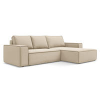 ECKSOFA mit Schlaffunktion Samt Stoff Beige - Beige/Creme, Kunststoff/Textil (290/185cm) - Makamii