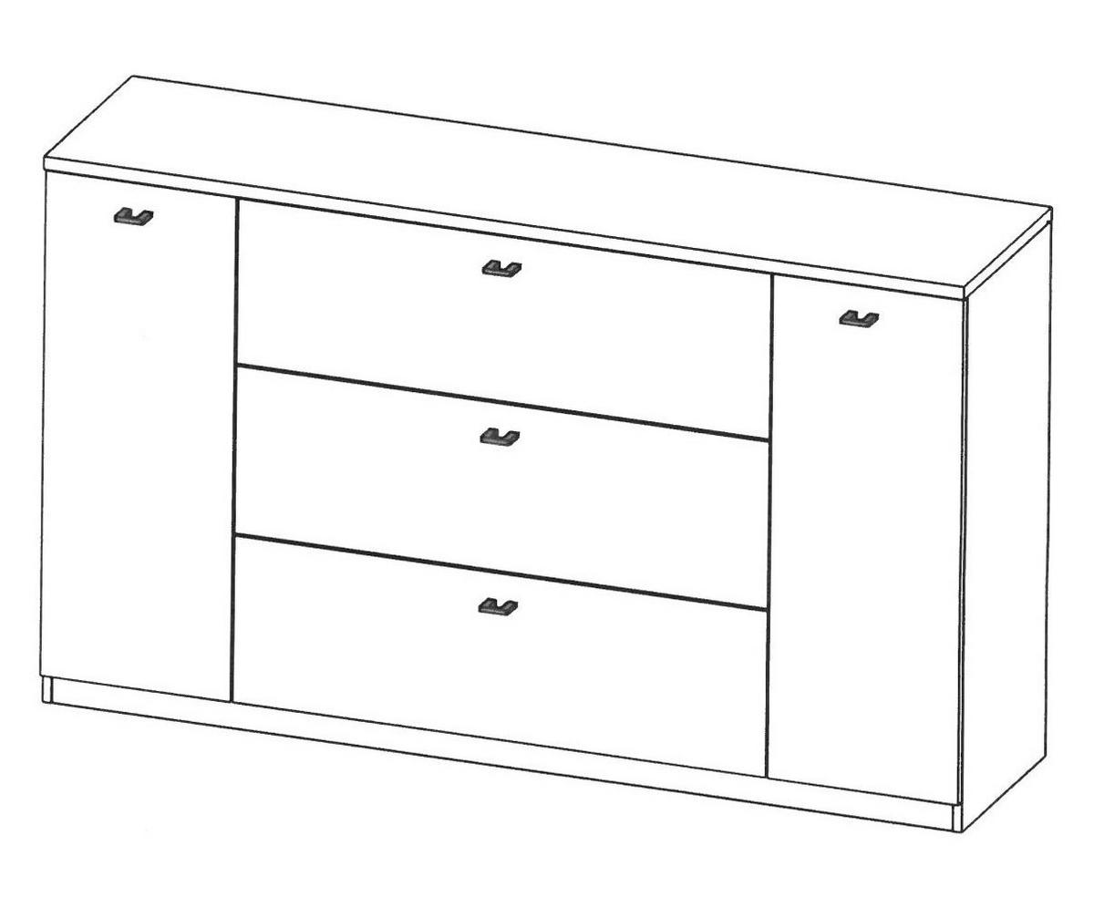 SIDEBOARD Roma Ribbeck Eiche / dunkelgrau 155 / 40 / 93cm - Eichefarben/Grau, Holzwerkstoff/Metall (155/93/40cm) - Feldmann-Wohnen