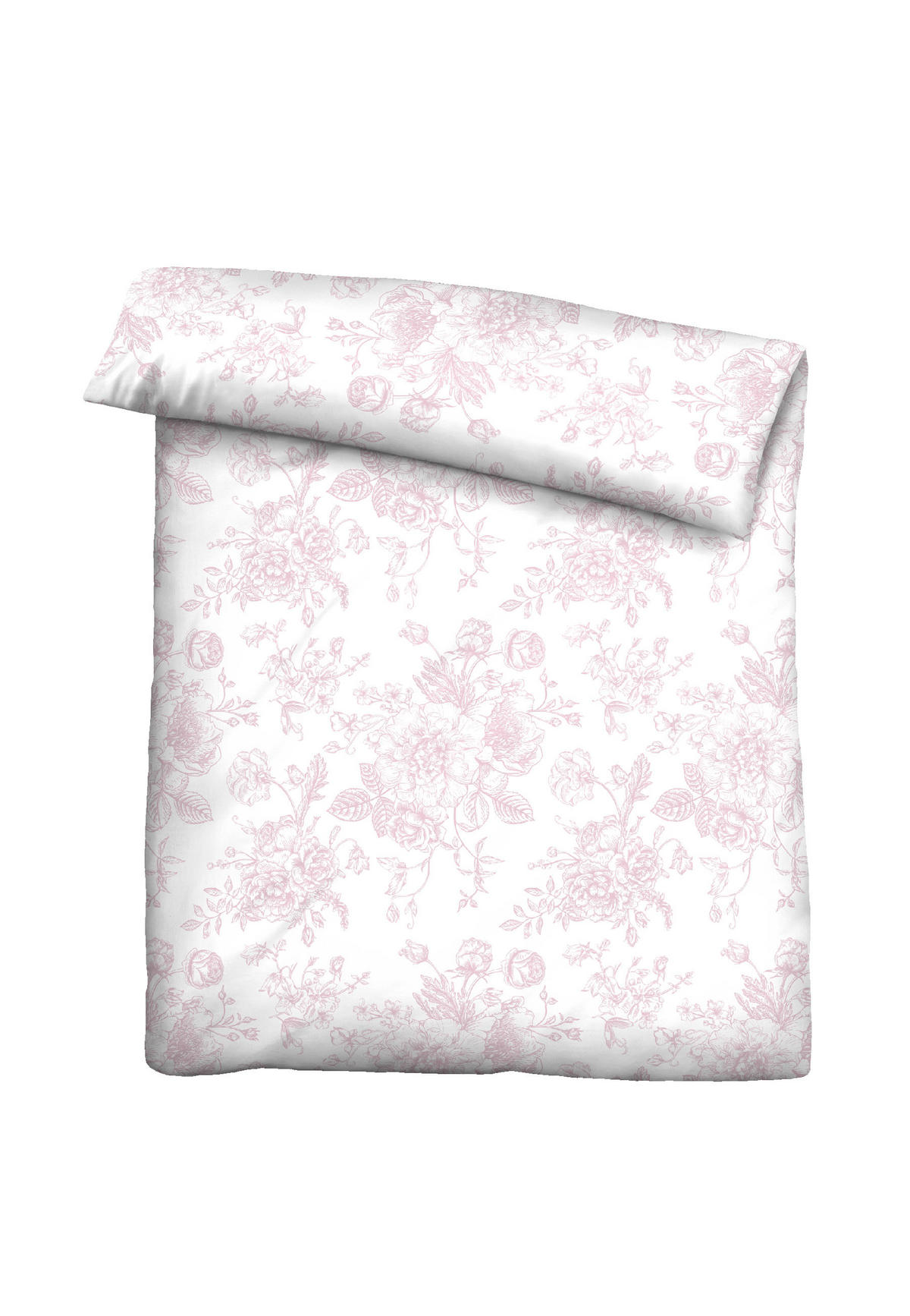BETTWÄSCHE-GARNITUR Satin Rosen Fein rose, 135x200 cm + 80x80 cm - Rosa, Textil (135/200cm) - Castell