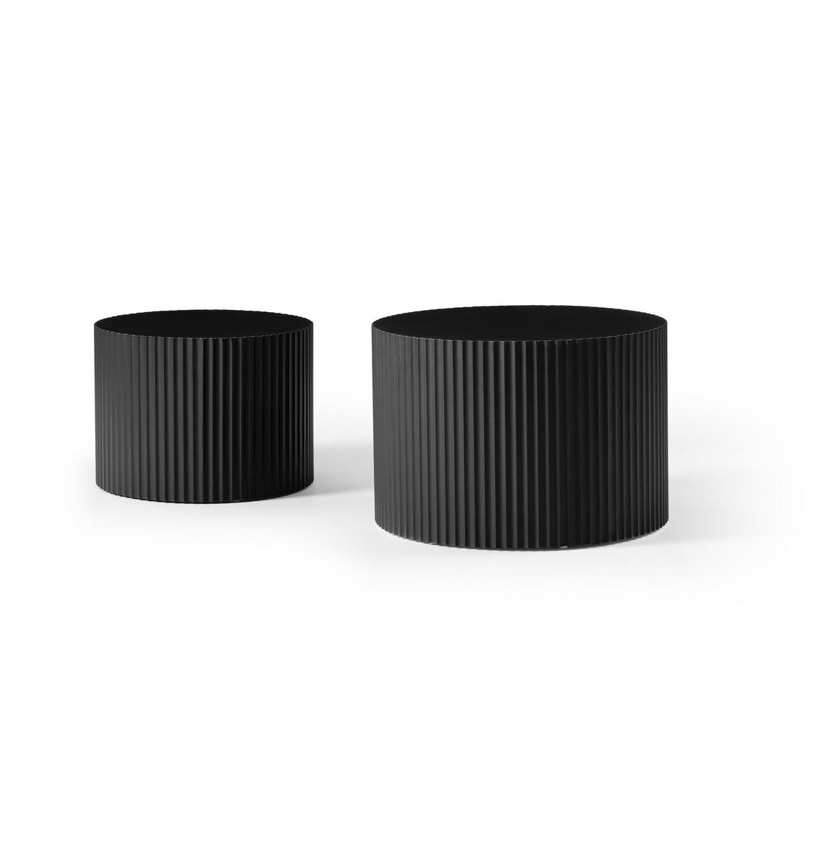COUCHTISCH 2er-Set 60/40 und 48/35 cm in Schwarz, platzsparend und modern - Schwarz, Holzwerkstoff (60/60/40cm) - Flora Grace
