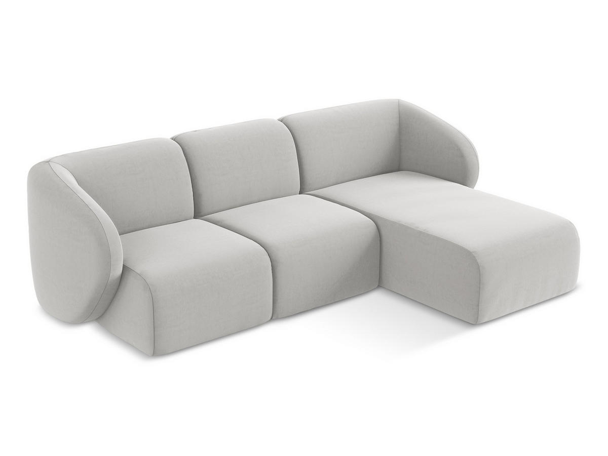 3-SITZER SOFA Bouclé Stoff Grau - Silberfarben/Schwarz, Holzwerkstoff/Kunststoff (244/75/94cm) - Makamii