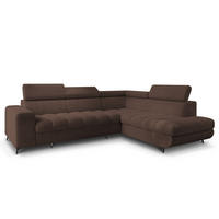 ECKSOFA MORIVA Q R-S Braun Boucle-Stoff mit Schlaffunktion - Braun, Holzwerkstoff/Textil (253/190cm) - MASSENO
