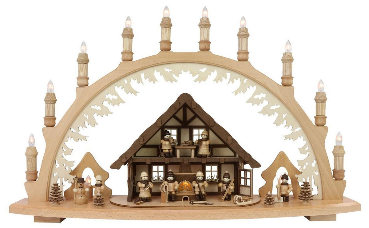SCHWIBBOGEN Winterkinder 10 flammig - Multicolor, Holz (66/44/6.5cm)