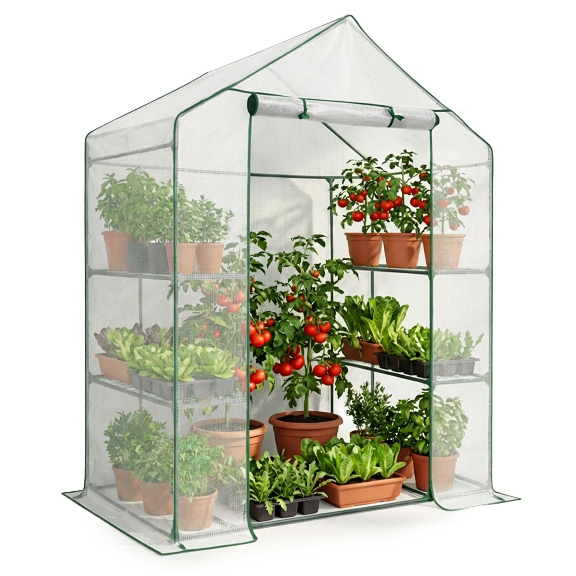 MINI Gewächshaus in Hausform, Weiß, 143x73x195 cm - Weiß, Metall (143/195/73cm) - Akord