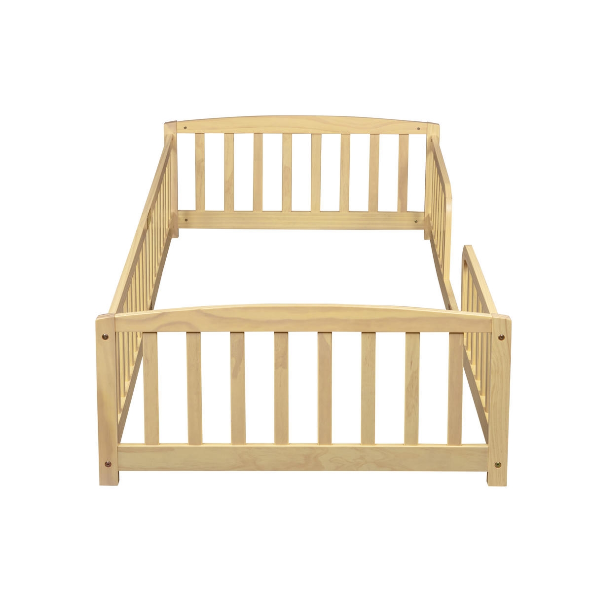KINDERBETT, Bodenbett 90x200 cm mit Rausfallschutz aus Kiefer, Natur - Naturfarben, Holz/Holzwerkstoff (90/200cm) - LVHOM