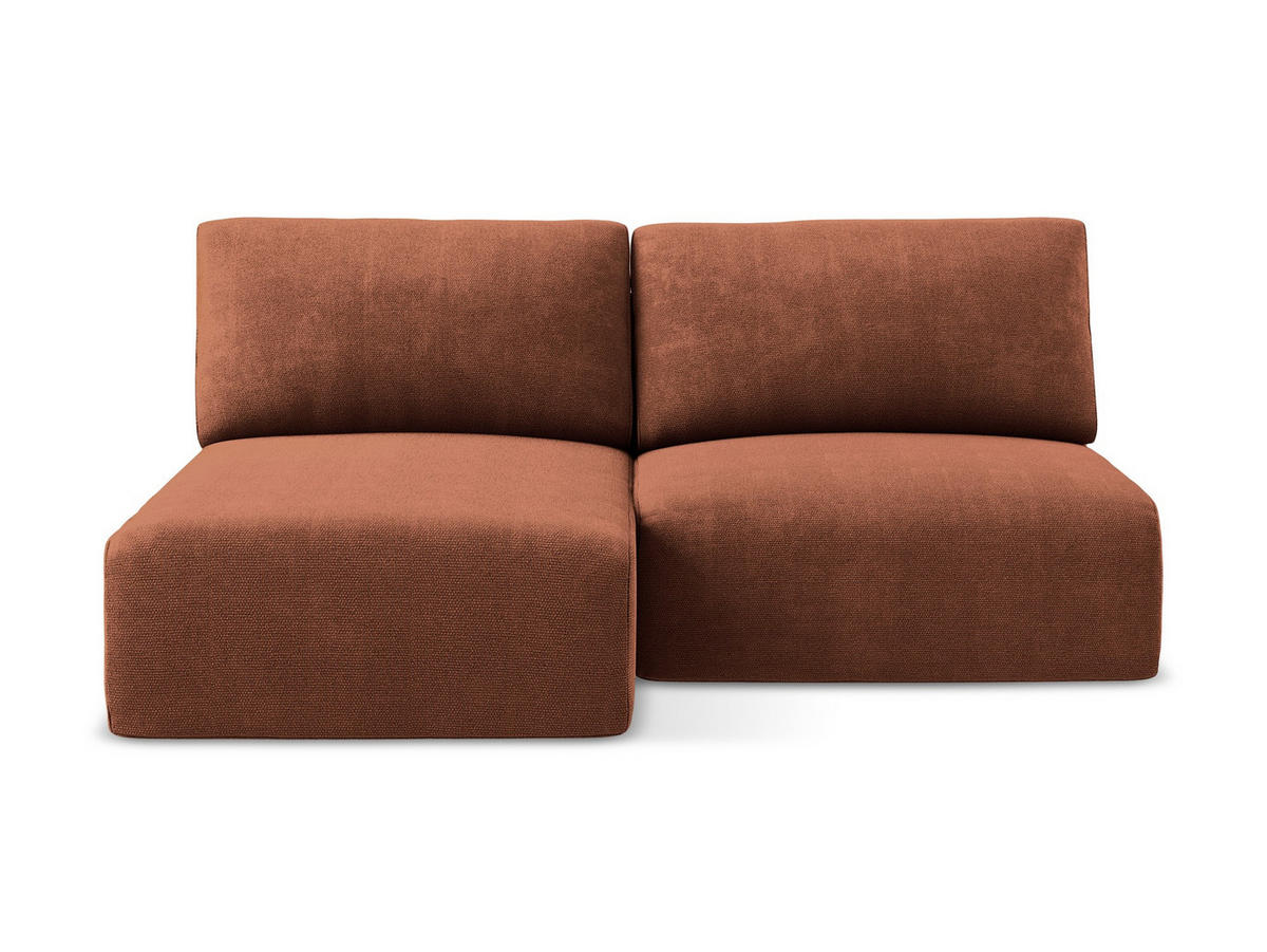 ECKSOFA mit Schlaffunktion links Chenille Stoff Orange - Terra cotta/Schwarz, Kunststoff/Textil (149/210cm) - Makamii