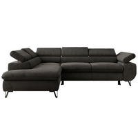 ECKSOFA PABLO L Dunkelgrau Velvet - Links Seite - Dunkelgrau/Schwarz, Textil/Metall (208/273cm) - MKS