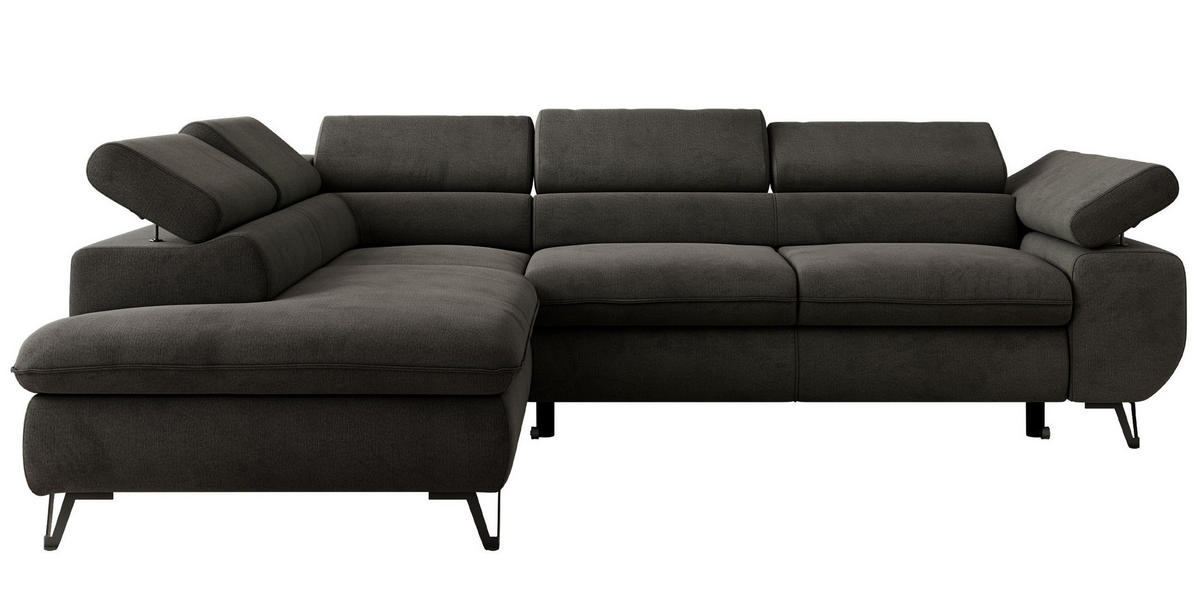 ECKSOFA PABLO L Dunkelgrau Velvet - Links Seite - Dunkelgrau/Schwarz, Textil/Metall (208/273cm) - MKS