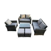 GARTENSOFA Hohe Rückenlehne Polyrattan Dunkelgrau 7-Sitzer - Dunkelgrau, Metall - Fimous