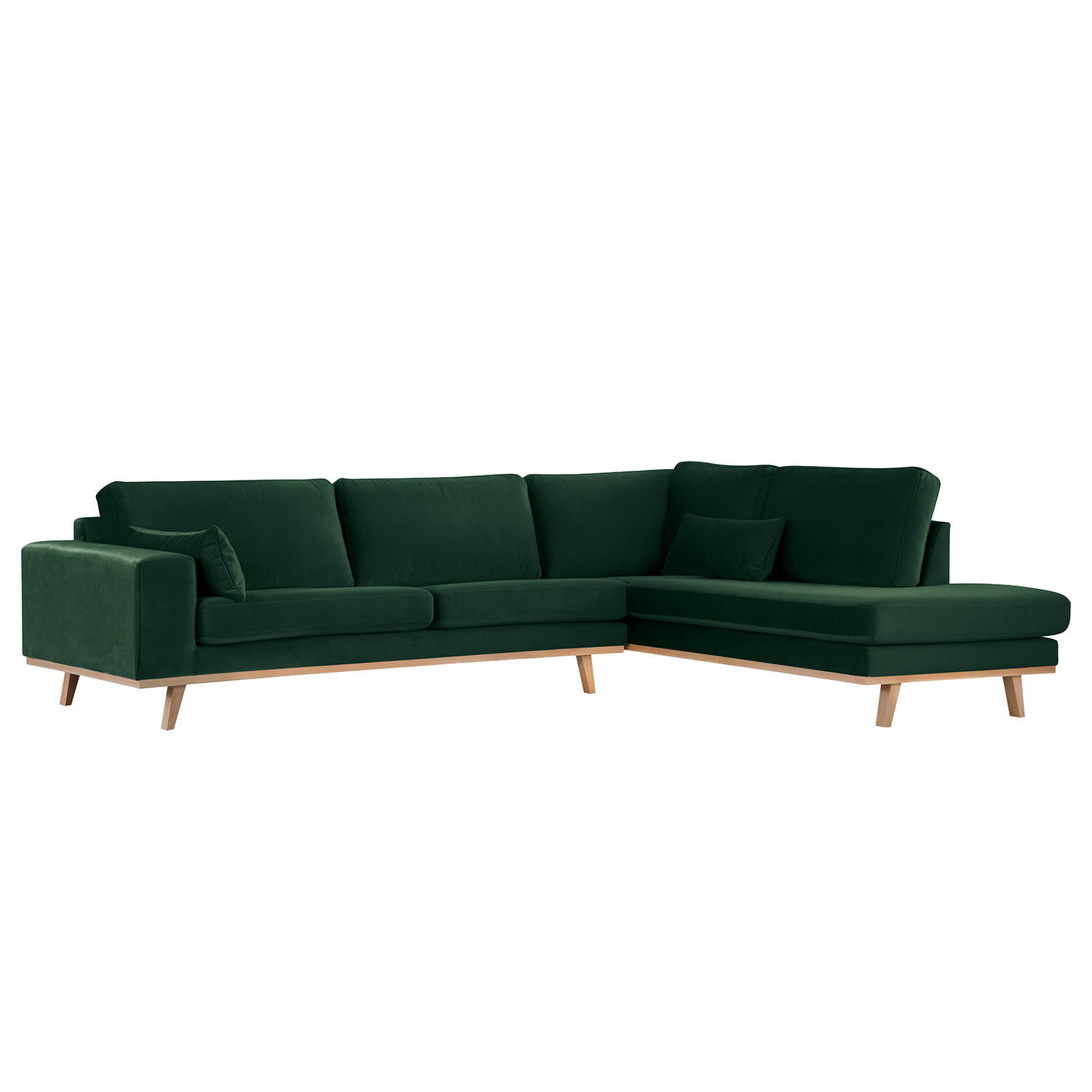 ECKSOFA mit Ottomane - Buchefarben/Grün, Buchenholz/Textil (287/219cm) - home24