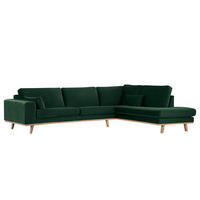 ECKSOFA mit Ottomane - Buchefarben/Grün, Buchenholz/Textil (287/219cm) - home24