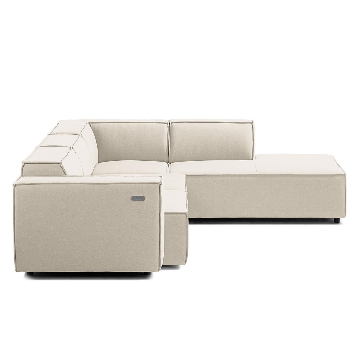 ECKSOFA mit Ottomane - Schwarz/Weiß, Kunststoff/Textil (260/234cm) - home24