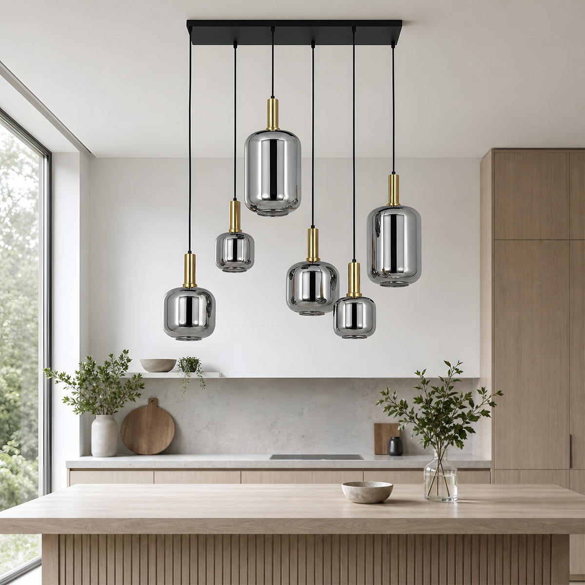 PENDELLEUCHTE Vespnal 96.6/22/150 cm - Schwarz, Glas/Metall (96.6/22/150cm) - ZMH