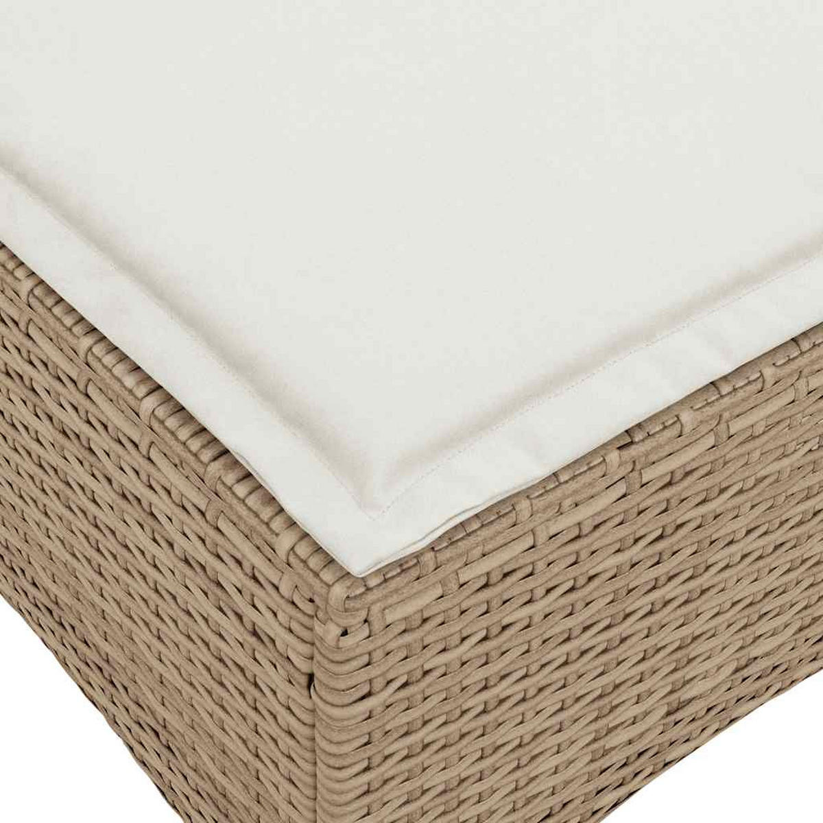 GARTENHOCKER Mit Kissen 2 Stk. Beige 55/55/36 Cm Poly Rattan - Creme, Kunststoff (55/36/55cm) - vidaXL