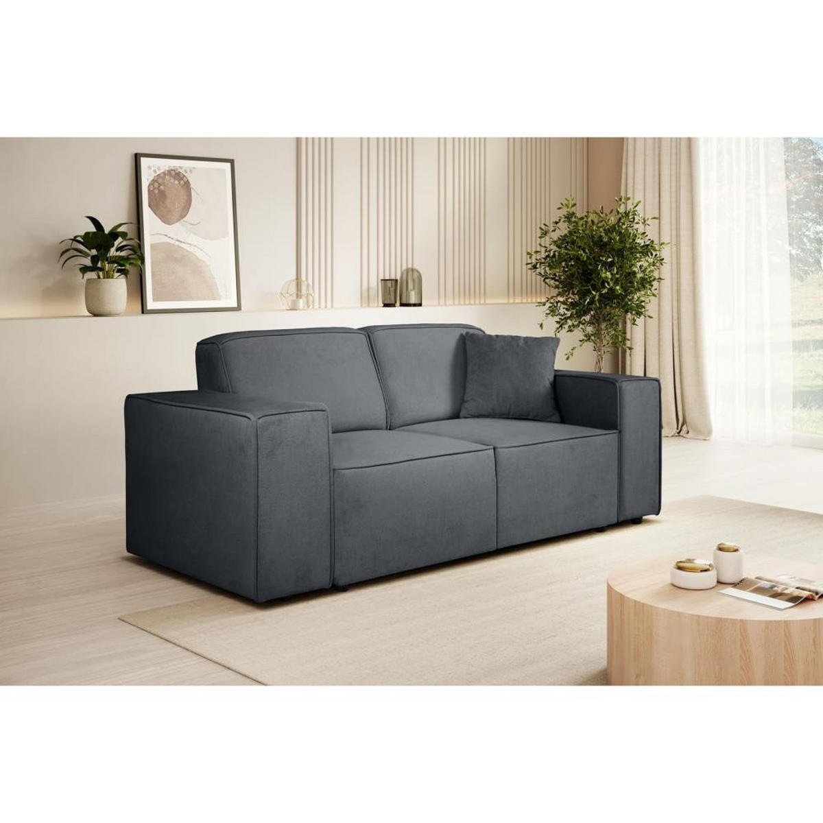 2-SITZER SOFA Pedro ohne Schlaffunktion dunkelgrau - Dunkelgrau/Schwarz, Textil (185/75/88cm) - Beautysofa