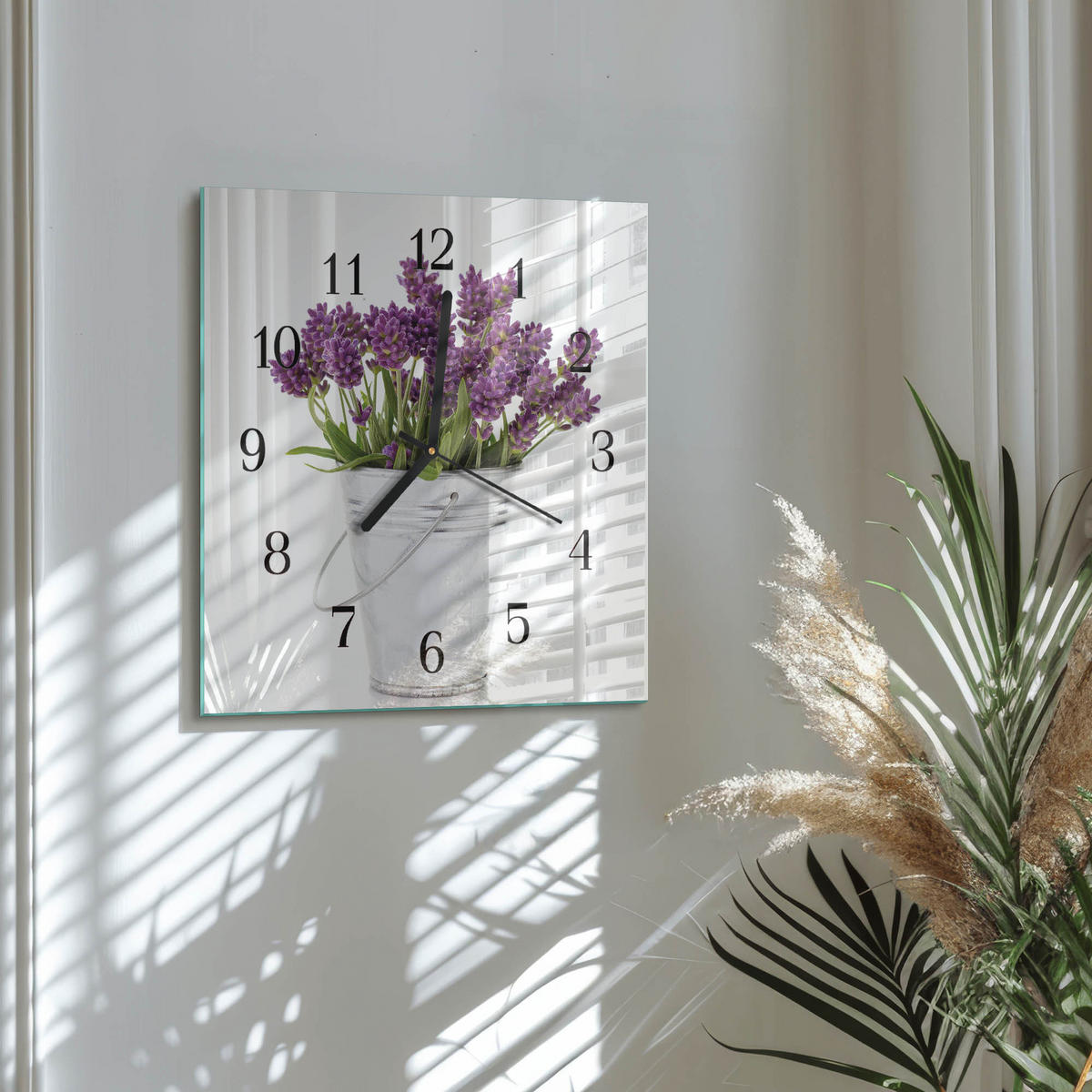 WANDUHR 30x30 cm - Lavendel - Lila, Glas (30/30/0.4cm) - TULUP