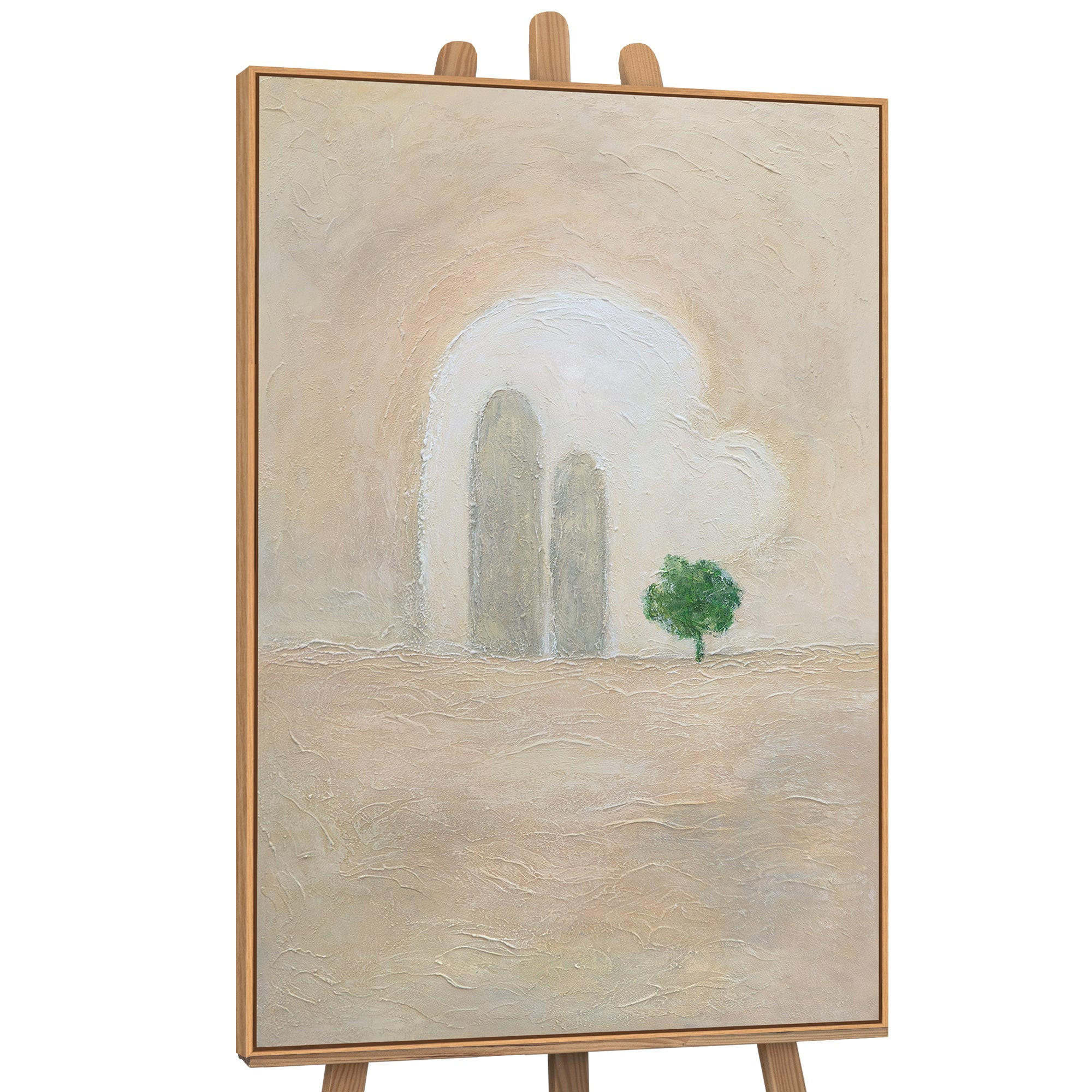 GEMÄLDE Grüner Akzent Schattenfugenrahmen Eichefarben 120x80 cm - Eichefarben, Holz (120/80cm) - YS-art gallery
