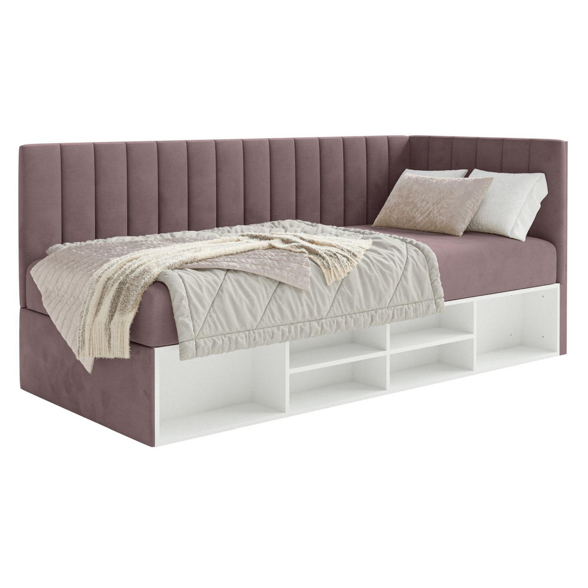 JUGENDBETT Ventrio Violett Easy-Clean-Samtbezug 90x200 cm - Lila, Holz/Textil (90/200cm) - Selsey