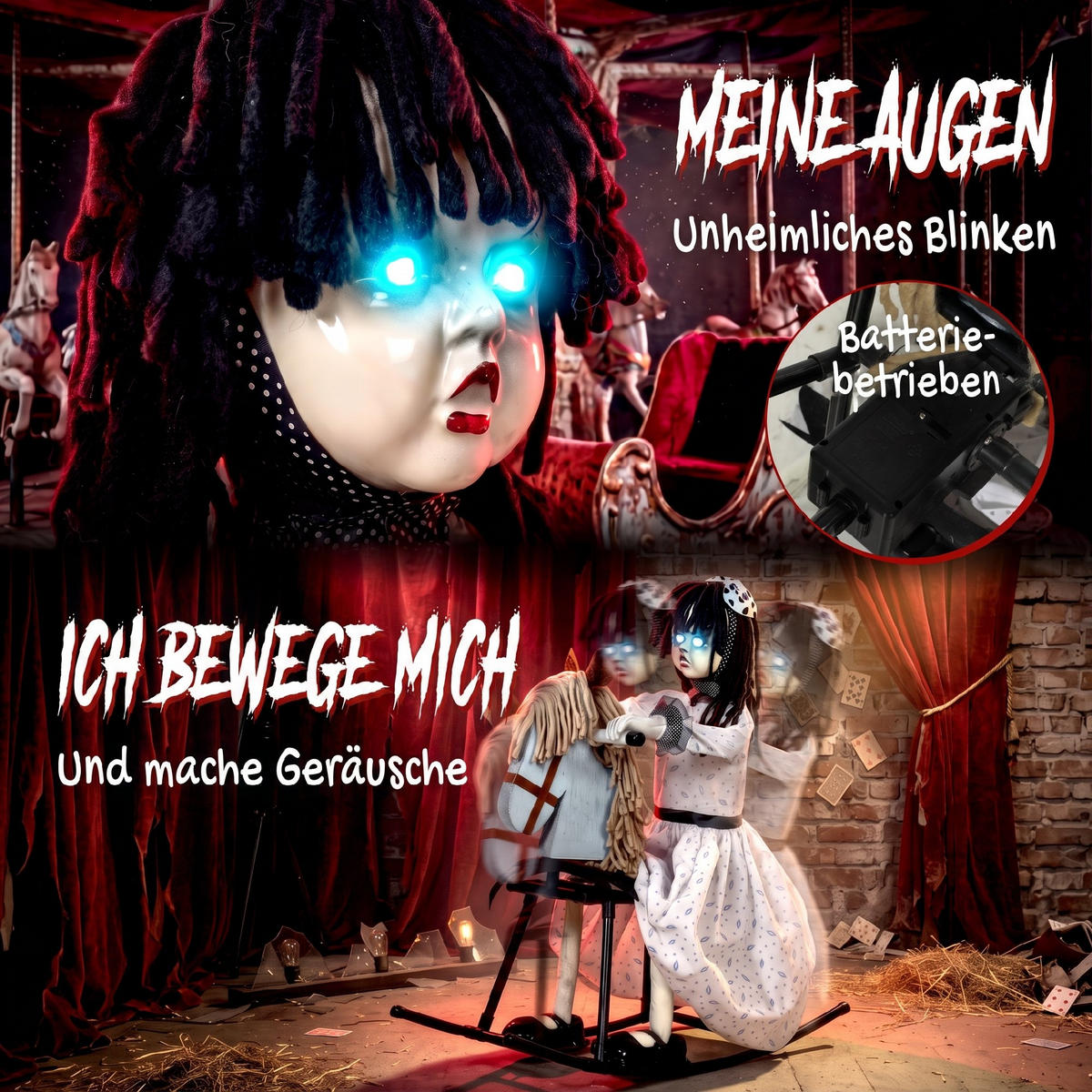 ANIMIERTE-HALLOWEEN-DEKORATION Metall Polyester Weiß - Weiß, Kunststoff (29/72/65cm) - HOMCOM