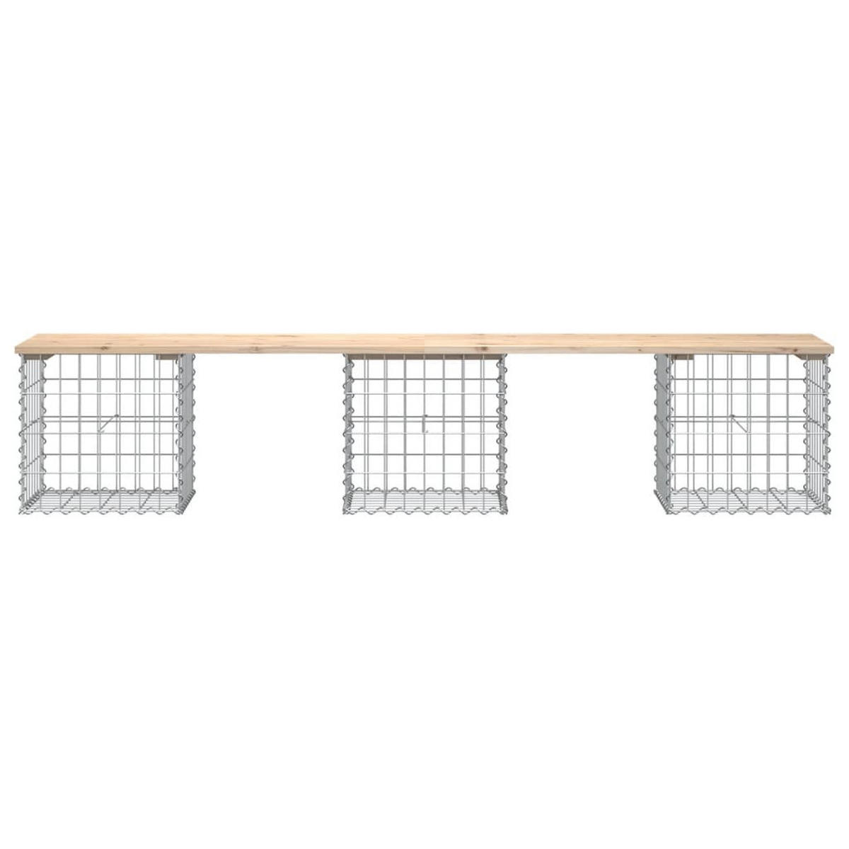 GARTENBANK aus Gabionen 203x44x42 cm Massivholz Kiefer - Braun, Holz (203/42/44cm) - furnicato