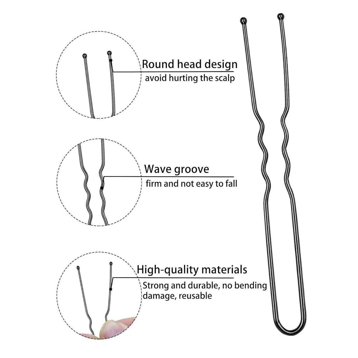 HAARNADELN 100 Stück Set 7 cm Schwarz Braun - Multicolor, Metall (4/1.5/7cm)