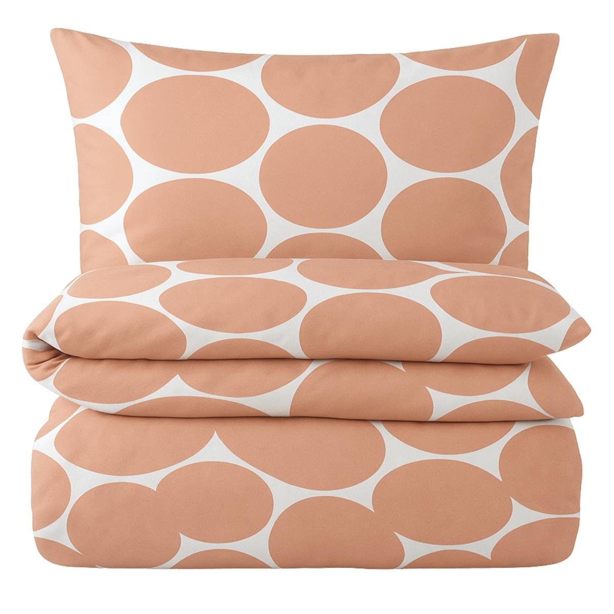 BETTWÄSCHE Mako Perkal 155x220 cm aus 100% Baumwolle mit Reißverschluss, Bettbezug Punkte Muster 155 x 220 - Orange - Orange, Textil (155/220cm) - Carpe Sonno