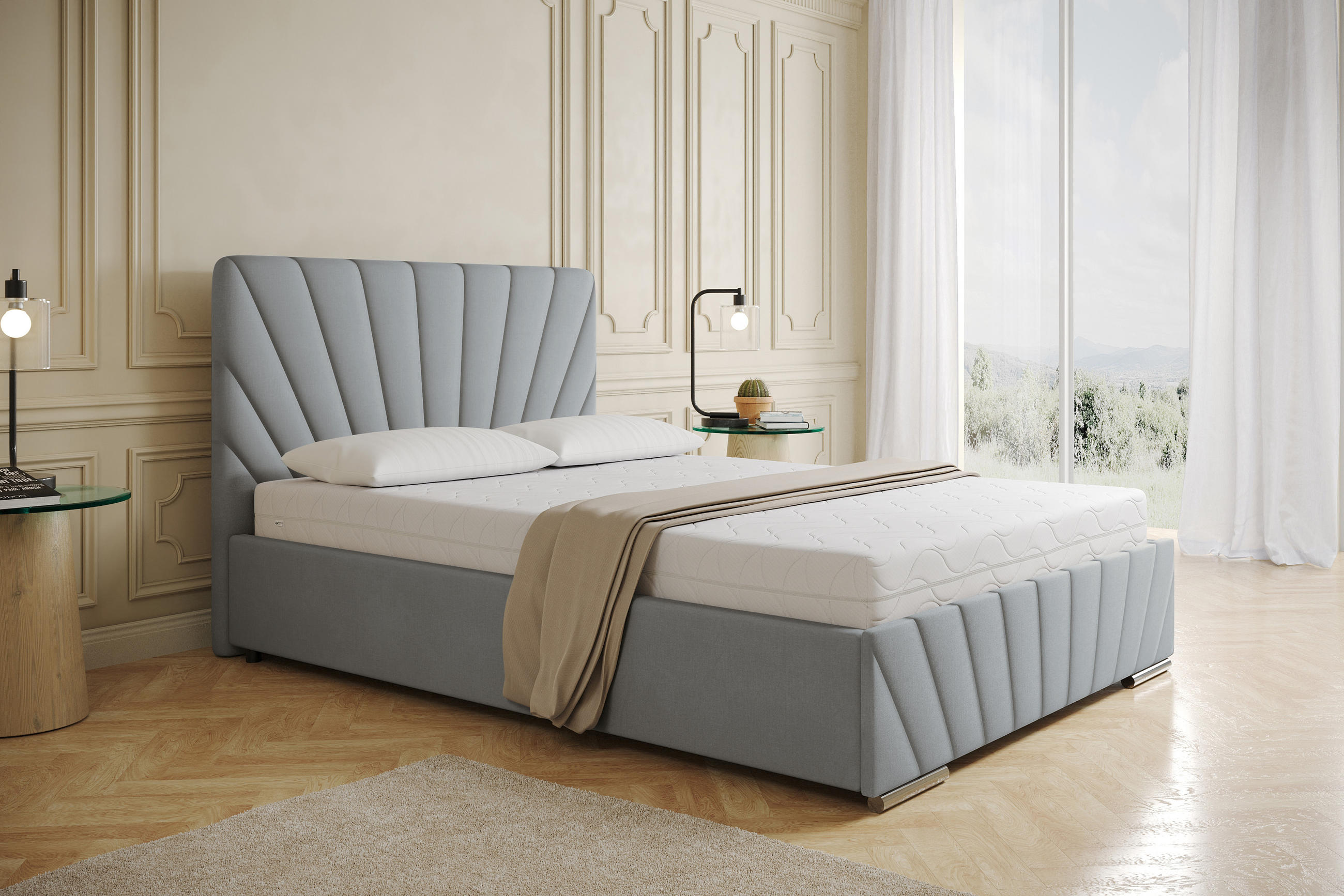 Thumbnail - Homesy Polsterbett, Hellgrau, Holz, Mode, 140x200 cm, Oeko-Tex® Standard 100, Schlafzimmer, Betten, Polsterbetten