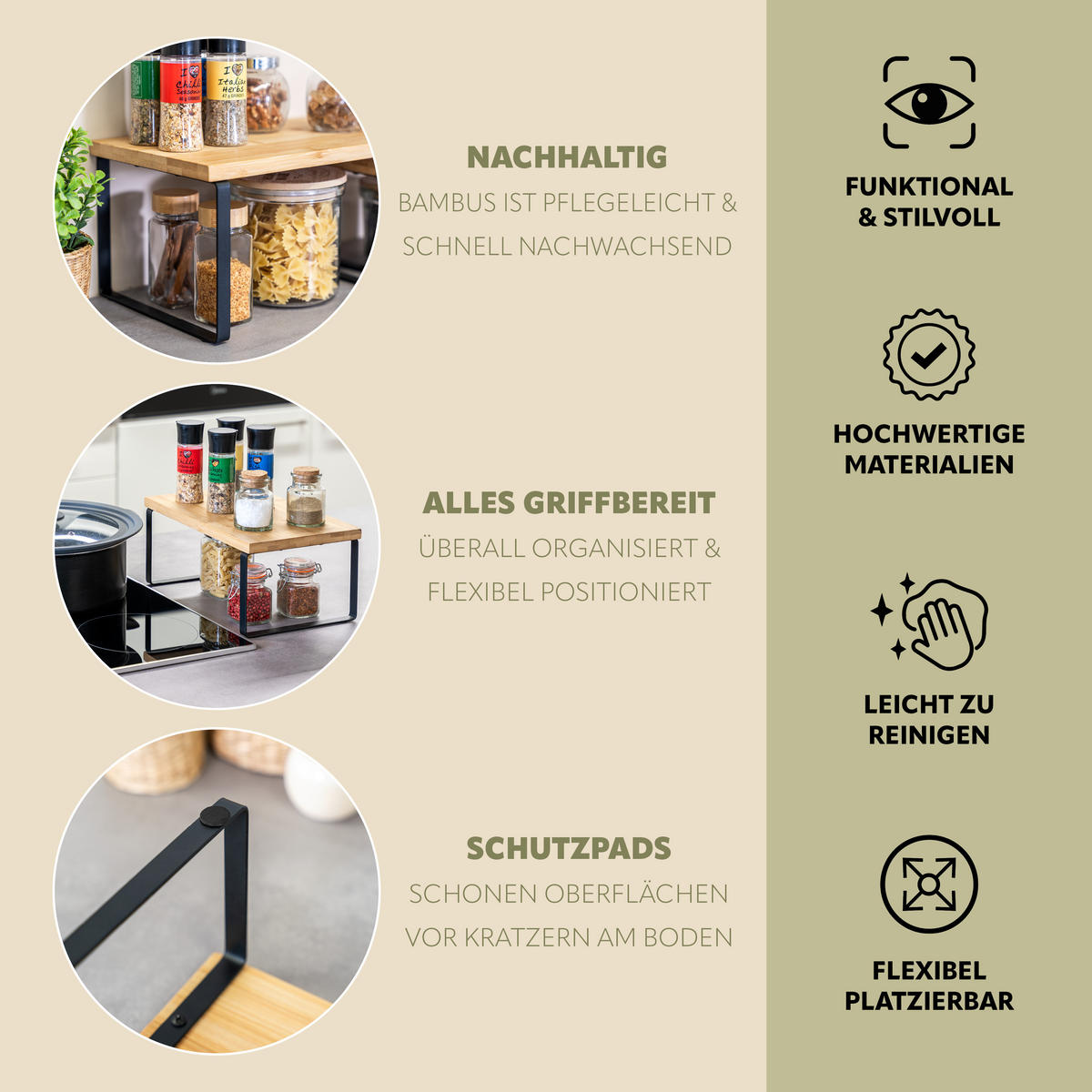 GEWÜRZREGALE 2er-Set, schwarz - Schwarz, Holz (30/16/20cm) - bremermann