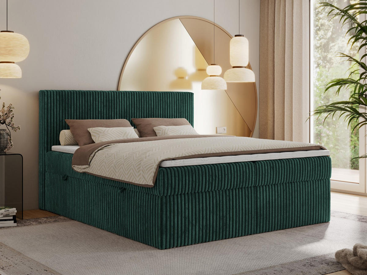BOXBETT TILIANO 200/200 - Dunkelgrün Cord - H3 - Dunkelgrün, Textil (200/200cm) - MKS