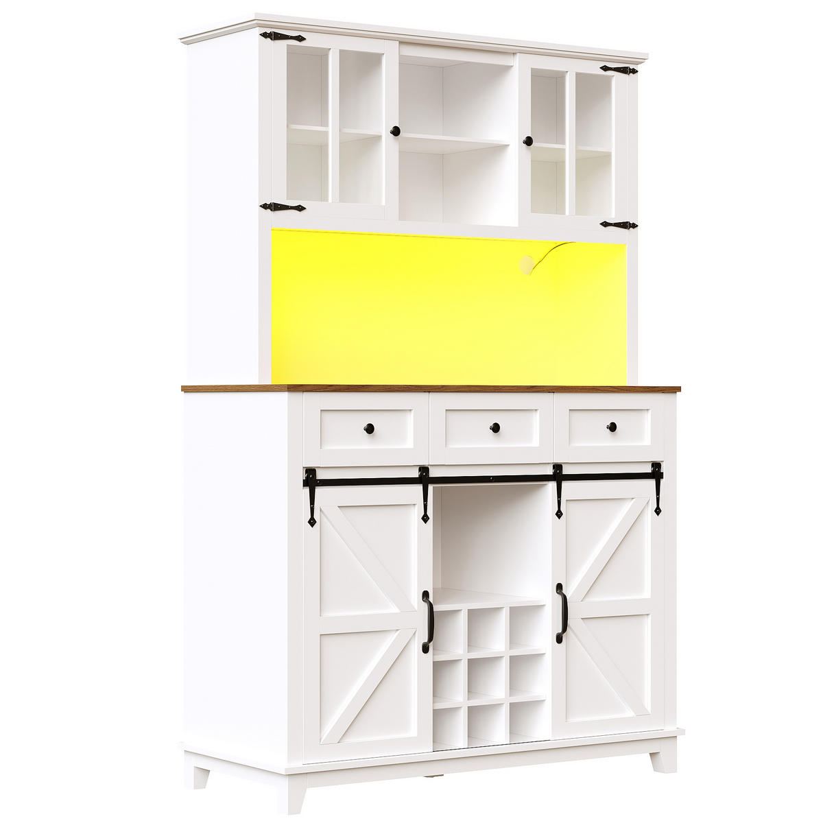 GESCHIRRSCHRANK aus MDF 105x38,4x180cm in Weiß mit LED-App-Steuerung - Weiß, Holzwerkstoff (105/180/38.4cm) - Modfu