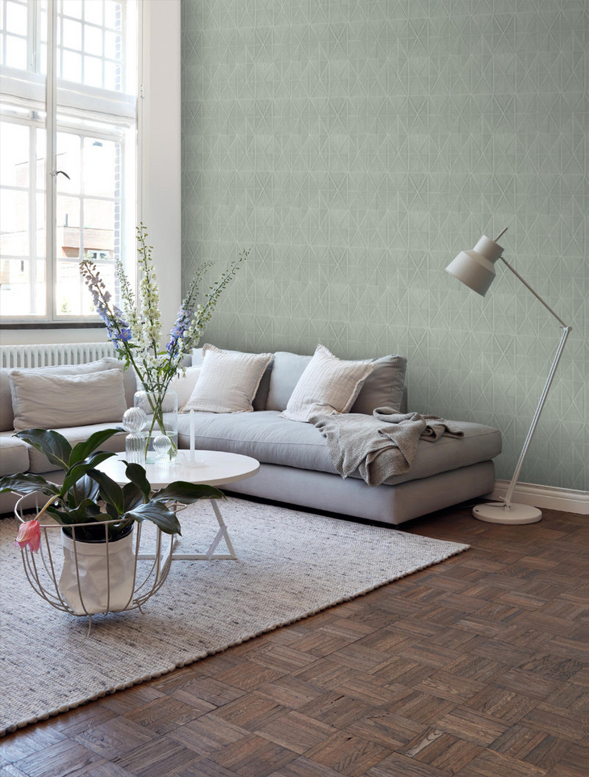 TAPETE Origami-Muster 53 cm x 10.05 m - Grau, Papier (53/1000cm) - ESTAhome