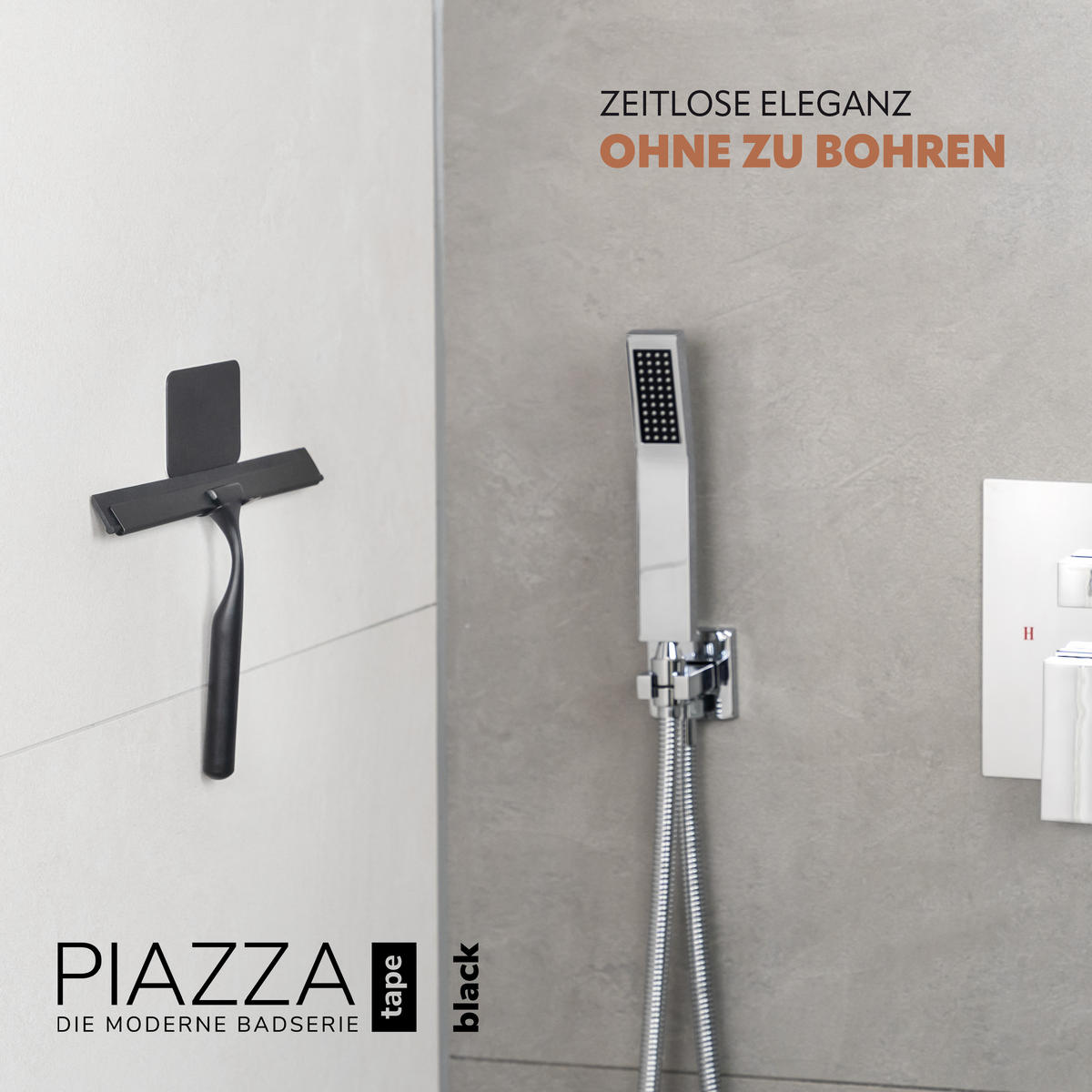 DUSCHABZIEHER PIAZZA BLACK TAPE schwarz - Schwarz, Metall (26.5/17.5/2.5cm) - bremermann