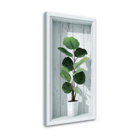 LEINWANDBILD Grüne Blätter in einer 3D-Vertiefung 40x80cm - Weiß, Textil (40/80cm) - Feeby