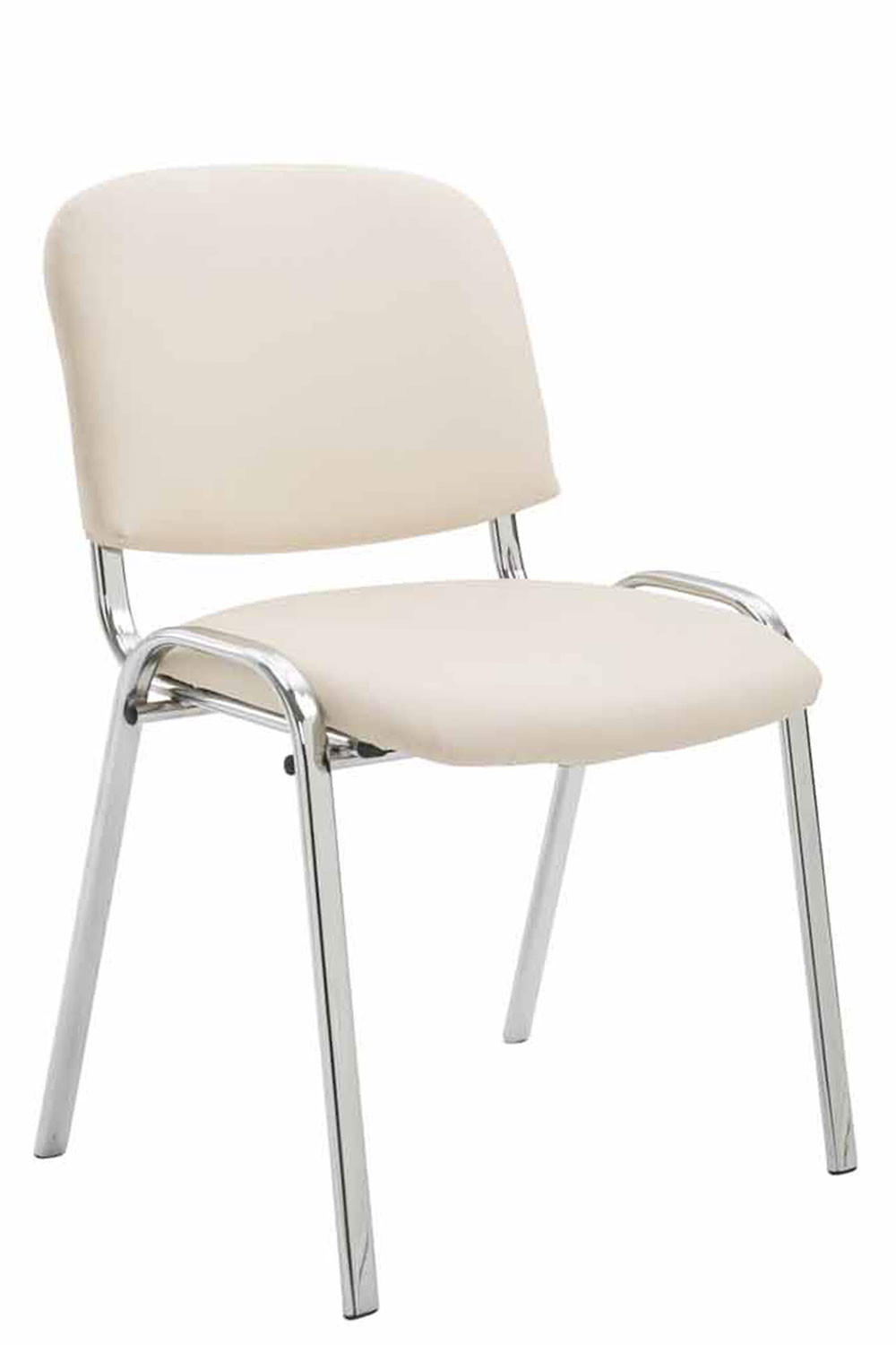BESUCHERSTUHL Keen, Kunstleder mit Gestell in Chromoptik / Bezug Creme - Chromfarben/Naturfarben, Textil/Metall (54/79/48cm) - TPFLiving