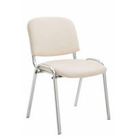 BESUCHERSTUHL Keen, Kunstleder mit Gestell in Chromoptik / Bezug Creme - Chromfarben/Naturfarben, Textil/Metall (54/79/48cm) - TPFLiving