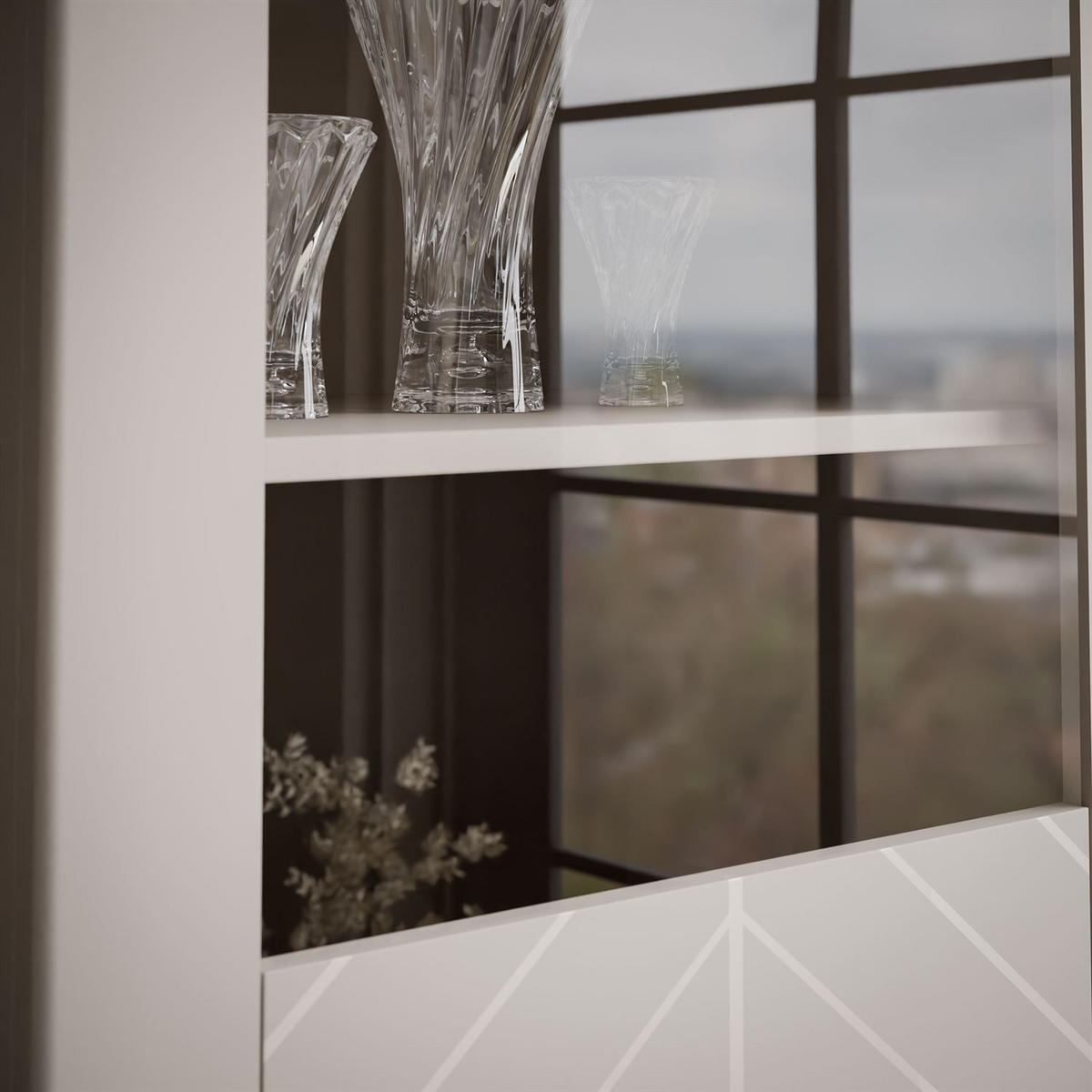 GLASVITRINE LUMI, Kaschmir - Kaschmir, Holzwerkstoff (60/197/41cm) - Lookway